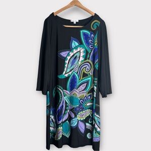 Sandra Darren Women's Dress Black and‎ tourquise- Size 12.